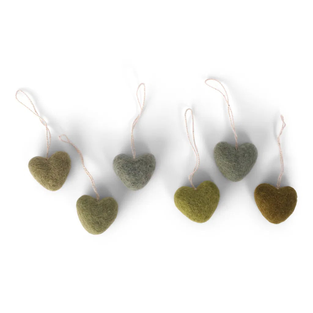 Mini Hearts - Green - Set of 6 Mini Hearts - Green - Set of 6