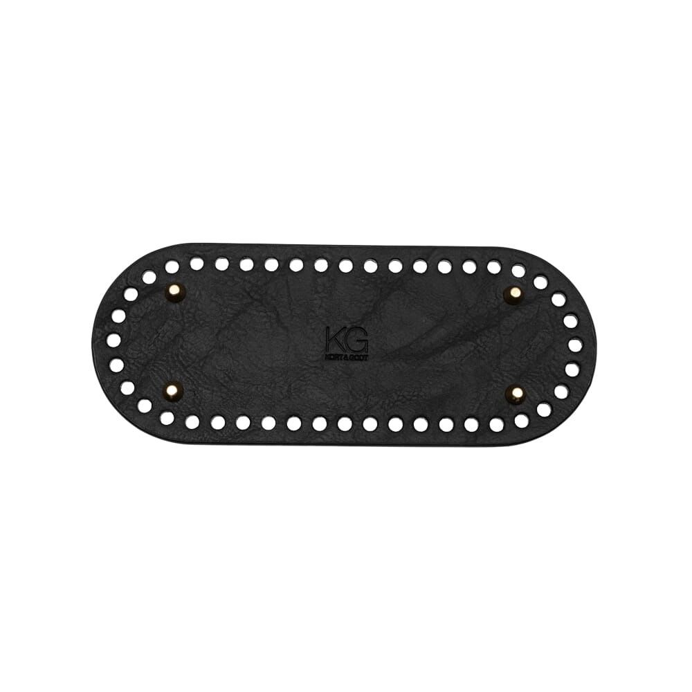 Veskebunn i PU-skinn med metallbein, sort, 25 x 10 cm Veskebunn i PU-skinn med metallbein, sort, 25 x 10 cm