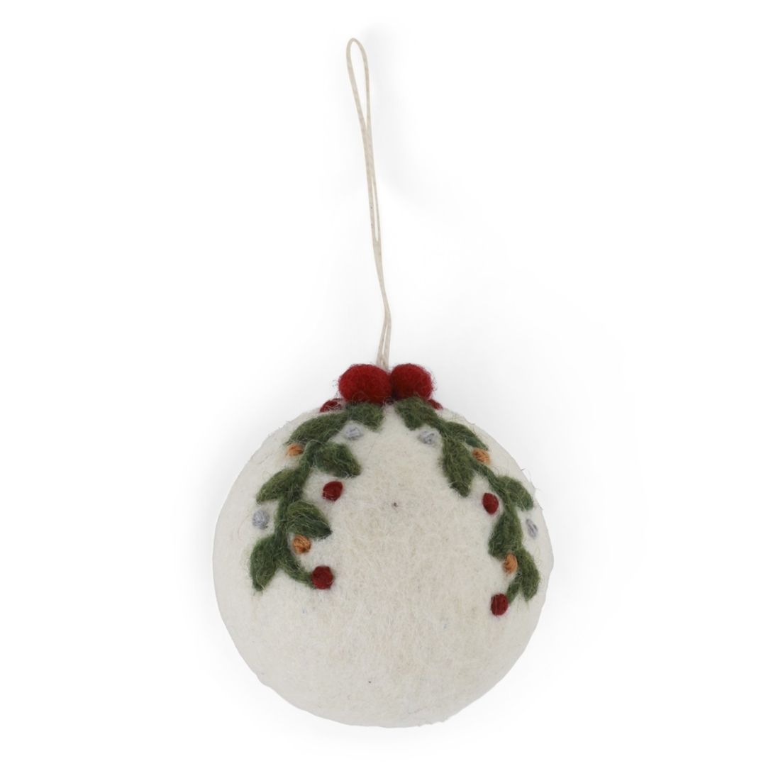Christmas Bauble - White w/Garland