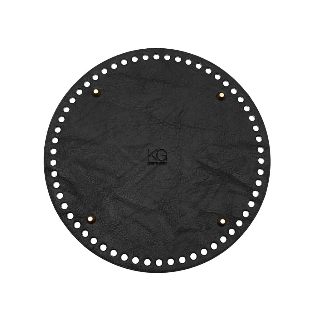 Veskebunn i PU-skinn Ø25 cm med metallbein, sort