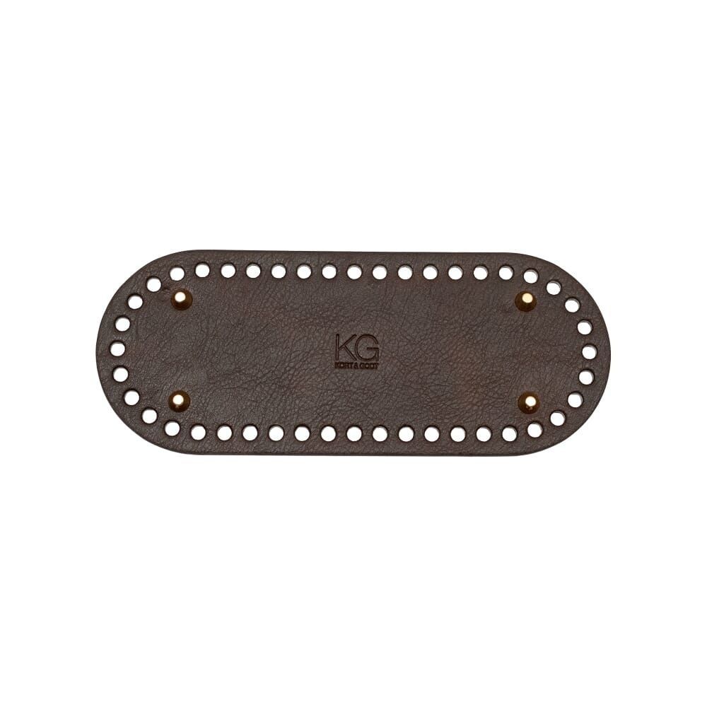 Veskebunn i PU-skinn med metallbein, Brun 25 x 10 cm