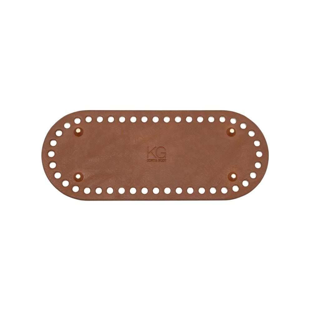 Veskebunn i PU-skinn med metallbein, Cognac, 25 x 10 cm Veskebunn i PU-skinn med metallbein, Cognac, 25 x 10 cm