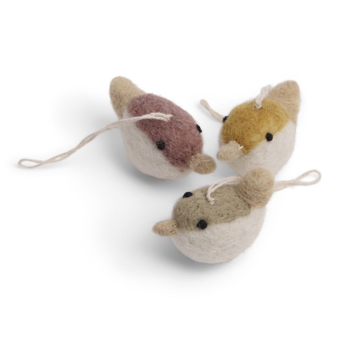 Birds - Ochre, Lavender & Green - Set of 3 Birds - Ochre, Lavender & Green - Set of 3