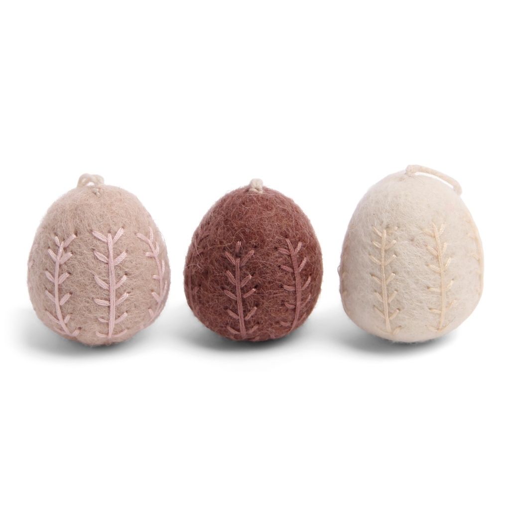 Egg Rose med girlandebroderi – Sett med 3