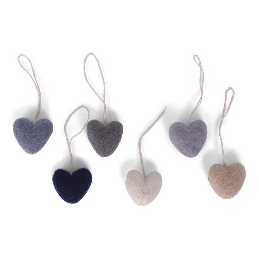 Mini Hearts - Blue - Set of 6 Mini Hearts - Blue - Set of 6