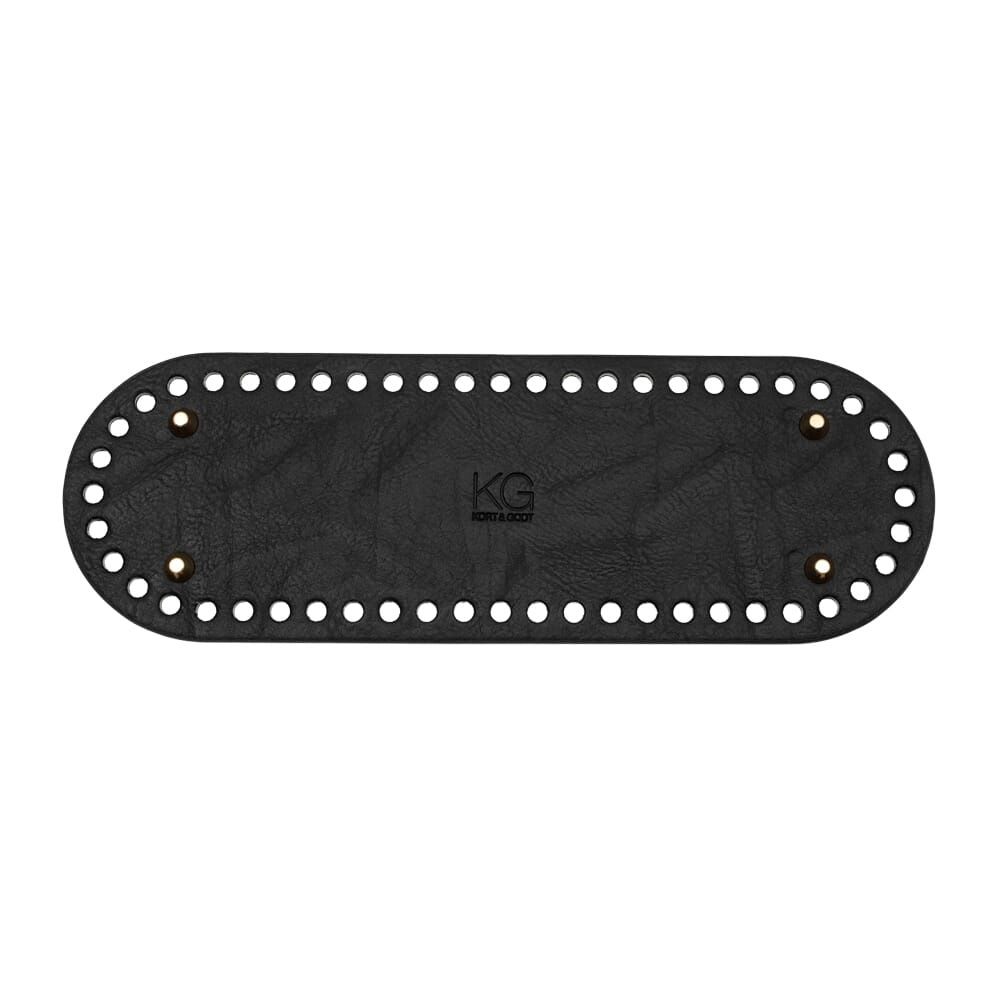 Veskebunn i PU-skinn med metallbein, sort , 30 x 10 cm Veskebunn i PU-skinn med metallbein, sort , 30 x 10 cm