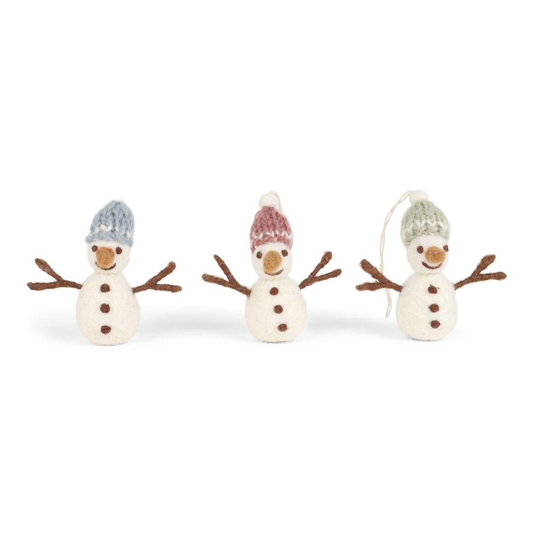 Snowman Colorful w/Hat - Set of 3