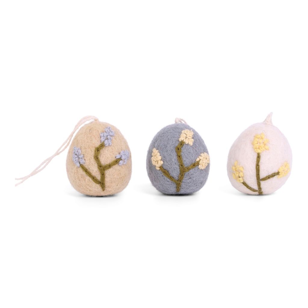 Gry & Sif Egg med broderi Heather – Sett med 3
