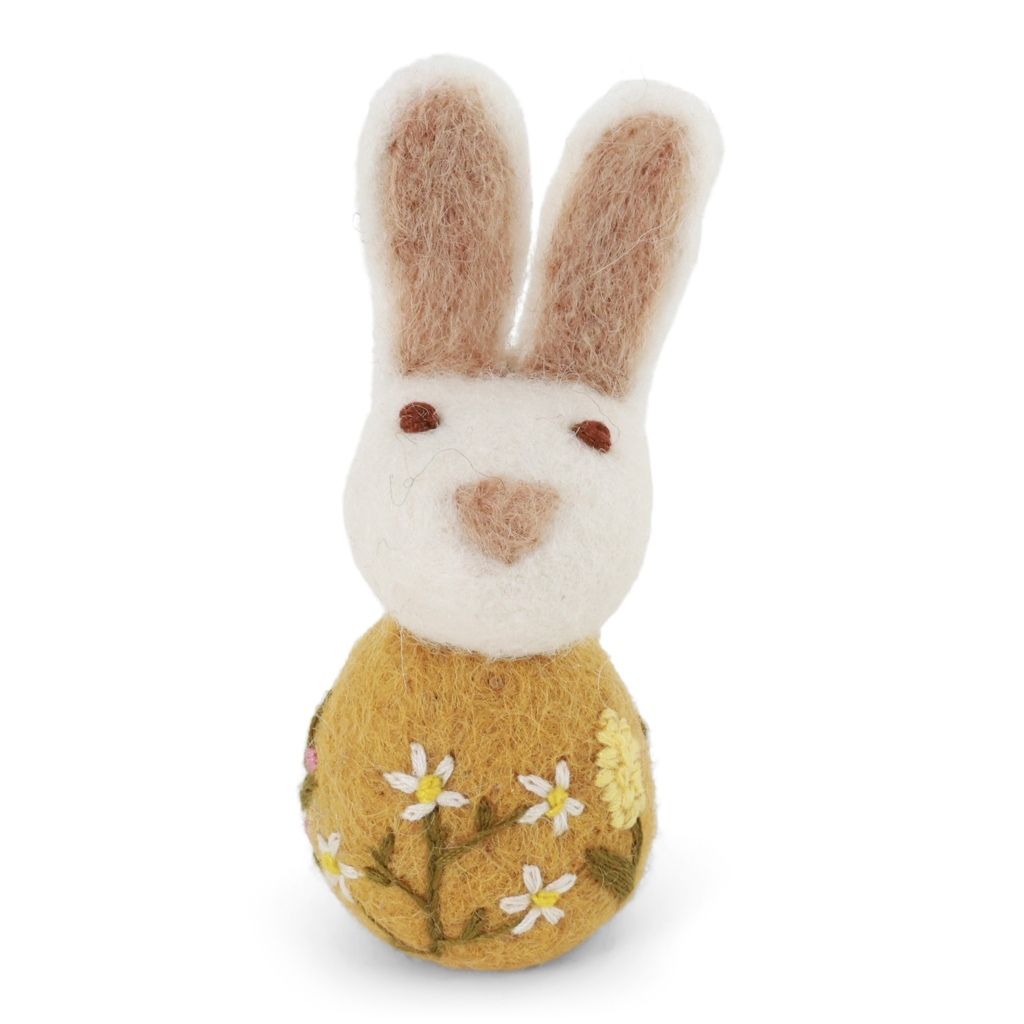 Liten kanin med blomsterbroderi – Okker