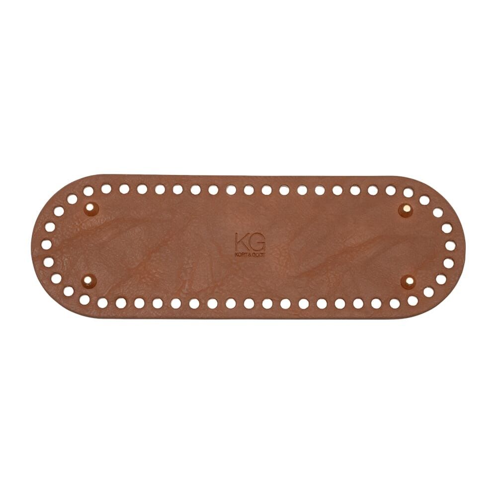 Veskebunn i PU-skinn, Cognac med metallbein, 30 x 10 cm