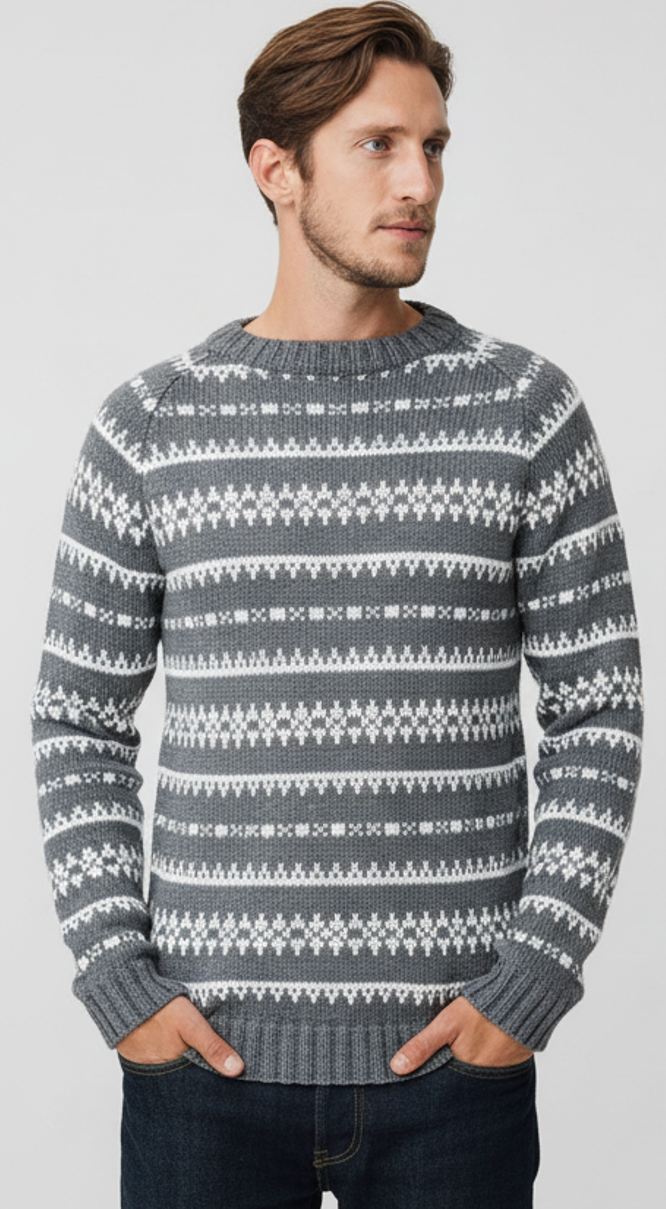 Herregenser med mønster - gratis strikkeoppskrift